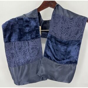 Vintage April Cornell Scarf Blue Velvet Boho Romantic